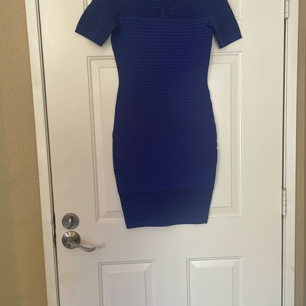Milly Blue Off-the-Shoulder Bodycon Mini Dress